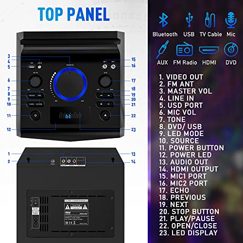 Pyle Karaoke Vibe Pa Bluetooth Audio Video/Dvd Speaker System - 800W Pkrk270Bt & Portable Vhf Wireless Microphone System - Professional Battery Operated Handheld Pdwm91 #TOP2