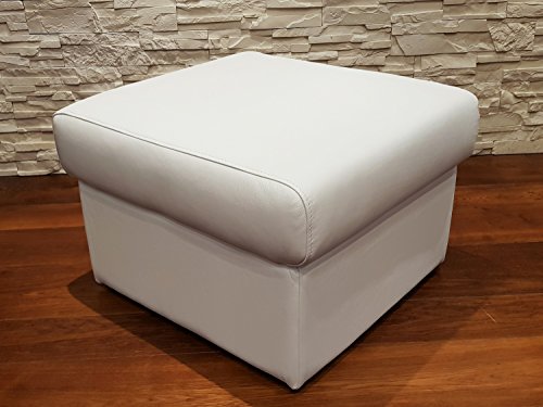 Quattro Meble Weiß Echtleder Hocker aufklappbar mit Stauraum...