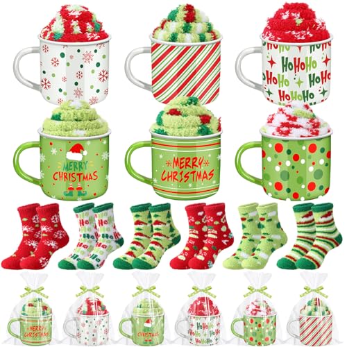 ShinyMatch 6 Pack Christmas Mug Gift Set 12oz Christmas Enamel