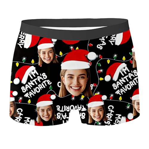 Calzoncillos Personalizados Hombre Boxer Personalizados con Foto Cara Divertida Calzoncillos de Novedad Personalizados Ropa Interior Personalizada Pantalones Cortos Regalo Hombre Boxer Navidad
