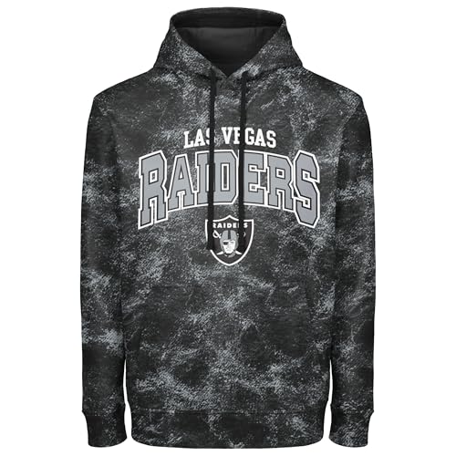 FOCO NFL Men's Officially Licensed Big Logo Wordmark Camo Performance Game Day Team Color Pullover Sweatshirt Hoodie - Las Vegas Raiders - Black - (X-Large)