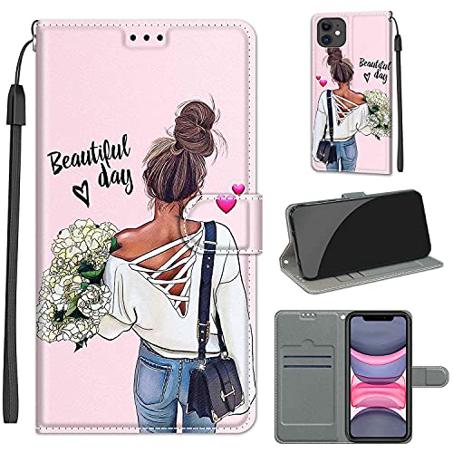 TOMYOU para Apple iPhone 11 Funda con Tapa de Cuero PU Soporte Plegable Ranuras para Tarjetas para Teléfono Móvil Apple iPhone 11 Cubierta Cover