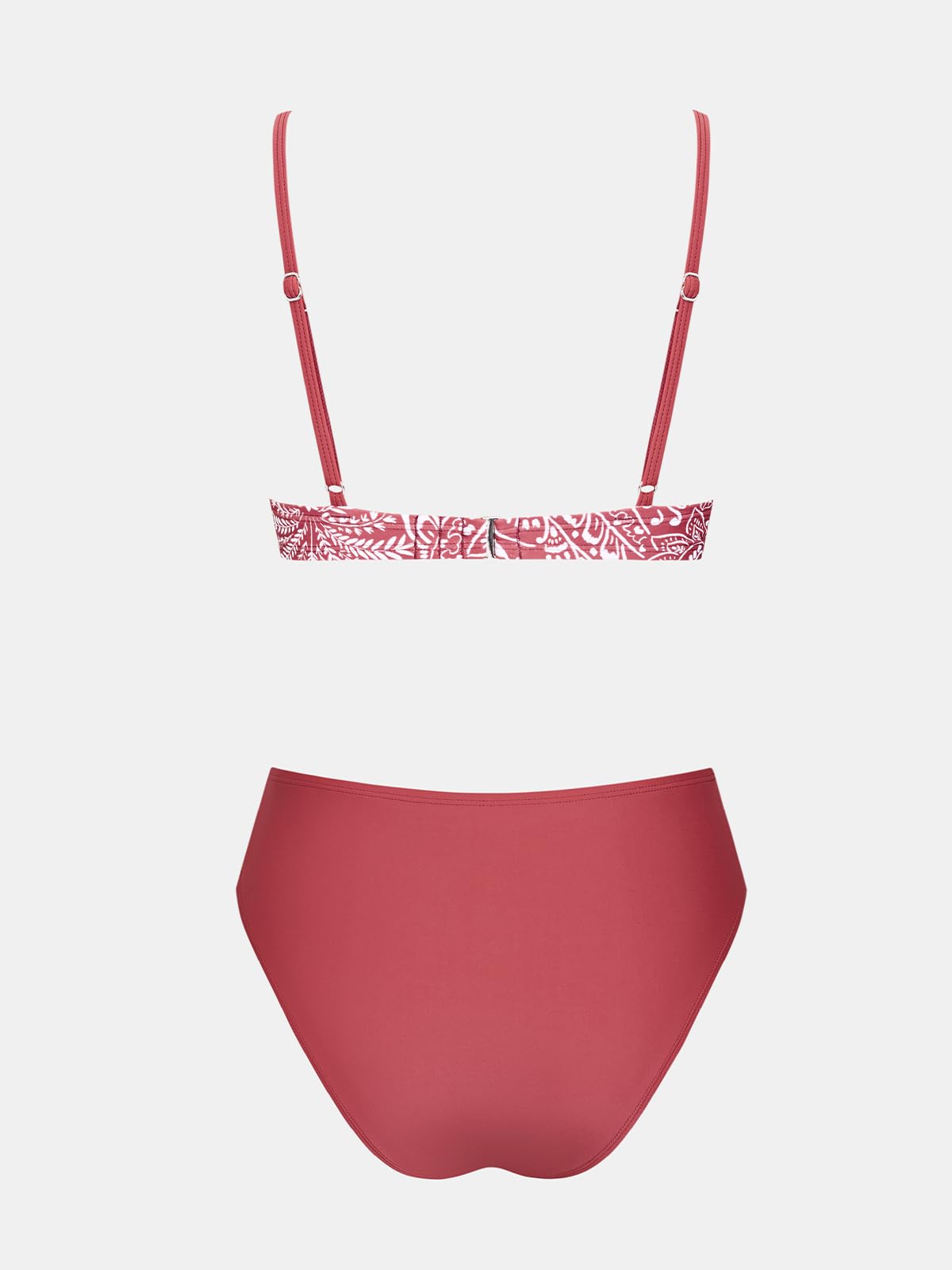 CUPSHE Damski zestaw bikini z wysokim stanem dekolt w serek dwuczęściowy strój kąpielowy sznurek z tyłu hak regulowane paski strój kąpielowy
