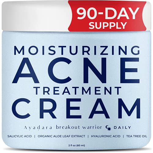 Ayadara Moisturizing Acne Treatment Cream | Salicylic Acid Moisturizer & Pimple Cream for Teens, Adults | Zit, Milia, Blackhead, Whitehead, Cystic, & Hormonal Acne Treatment for Face | 90-Day Supply Ayadara Moisturizing Acne Treatment Cream | Salicylic Acid Moisturizer & Pimple Cream for Teens, Adults | Zit, Milia, Blackhead, Whitehead, Cystic, & Hormonal Acne Treatment for Face | 90-Day Supply