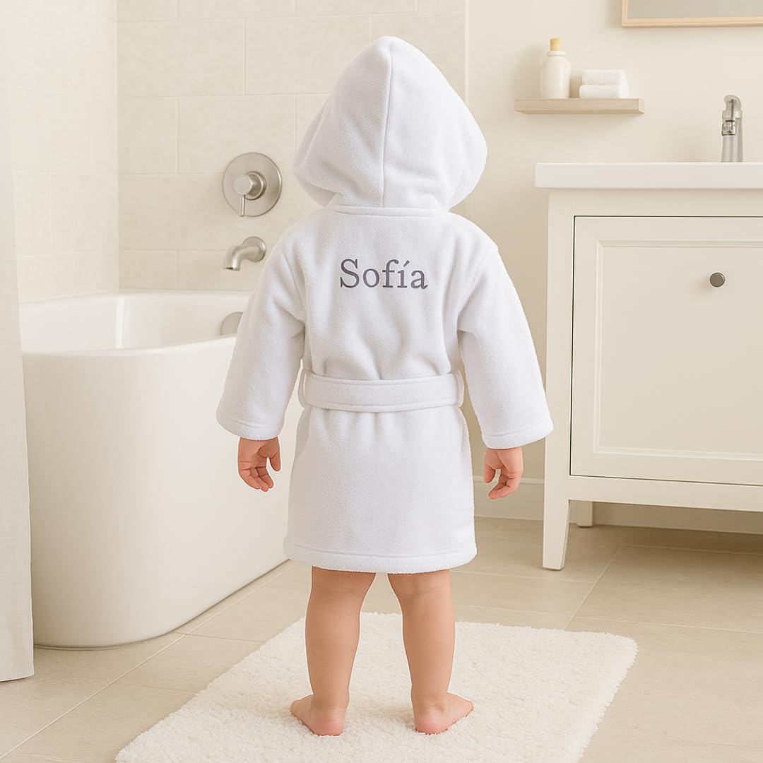 Peignoir de Bain Personnalisé Bébé 100% Coton avec Capuche et Ceinture