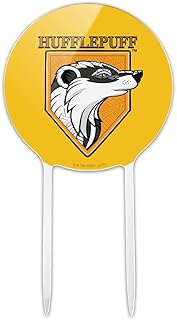 Acrylic Harry Potter Hufflepuff Stain Glass Cake Topper Party Decoration for Wedding Anniversary Birthday Graduation
