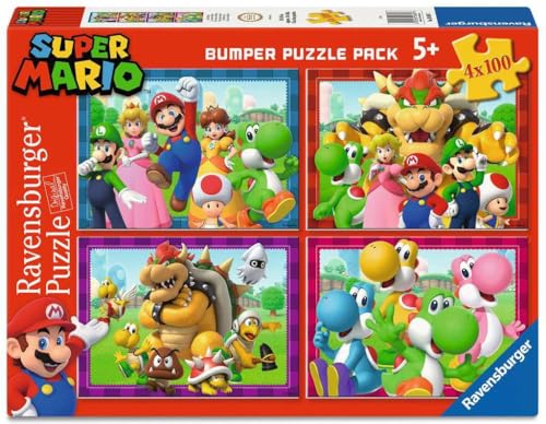 Puzle Infantil 05689 de Ravensburger: ¡es Hora de Mario! — 4 Rompecabezas de 100 Piezas en una Caja, para Amigos de Rompecabezas y fanáticos de Super Mario a Partir de 5 años