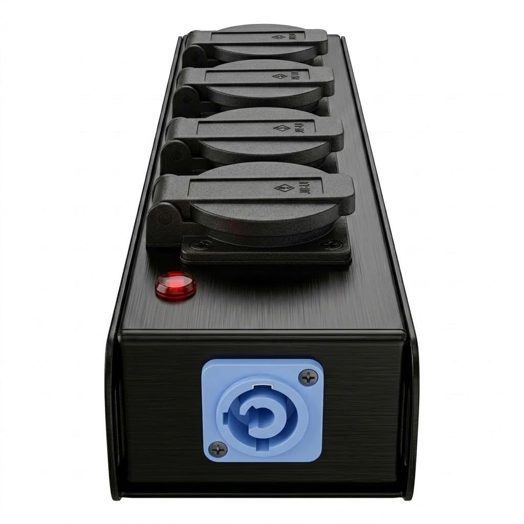 Infitronic - INPT4 – Ciabatta elettrica con 4 prese Schuko Powertwist ON/uscita per palco o rig