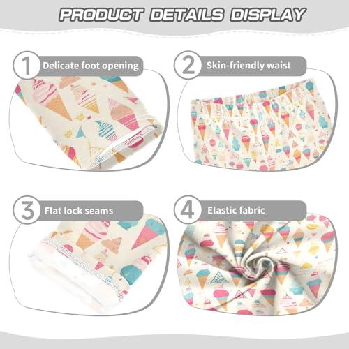 KLL Ice Cream Stripe Girls Athletic Leggings Stretchy High Waisted Activewear Sports3