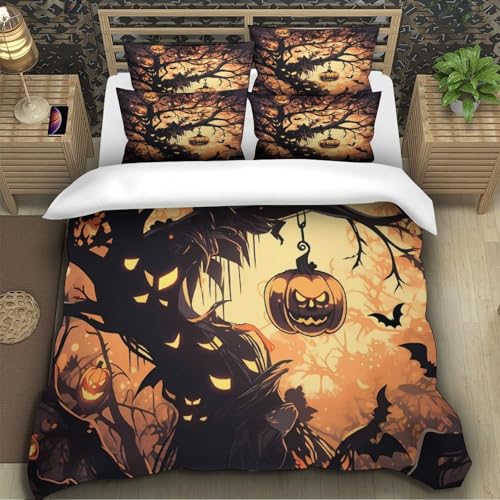 Housse de couette Halloween 3D rose double 200x200 microfibre résistante - 5