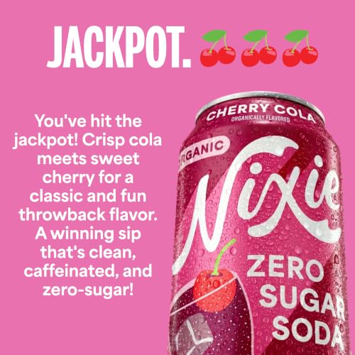 Image of Nixie Organic Zero Sugar Soda, NEW Cherry Cola, Healthy Soda Pop, Non-GMO, 0 Sugar, 0 Calories, 40mg Caffeine, 12oz Cans (12 Pack)