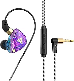 prendre カナル型 耳掛け式 イヤホン 4極 3.5mm 有線接続 リモコン付き マイク内蔵 通話 音楽 スマートフォン タブレット スマホ （パープル） QKZ-SK8-PP