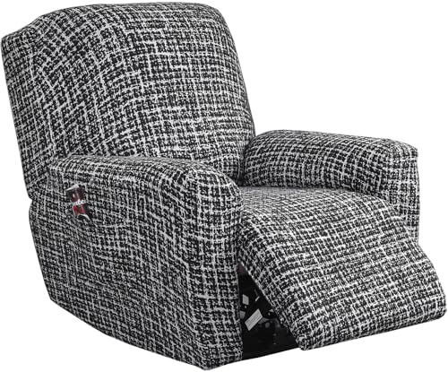 Recliner Slipcovers Stretch Recliner Cover 4-Pieces 1Seat Recliner Chair Covers Printed Lazy Boy Chair Covers Fitted Non Slip Reclining Recliner Couch Covers Furniture Protector for Living Room