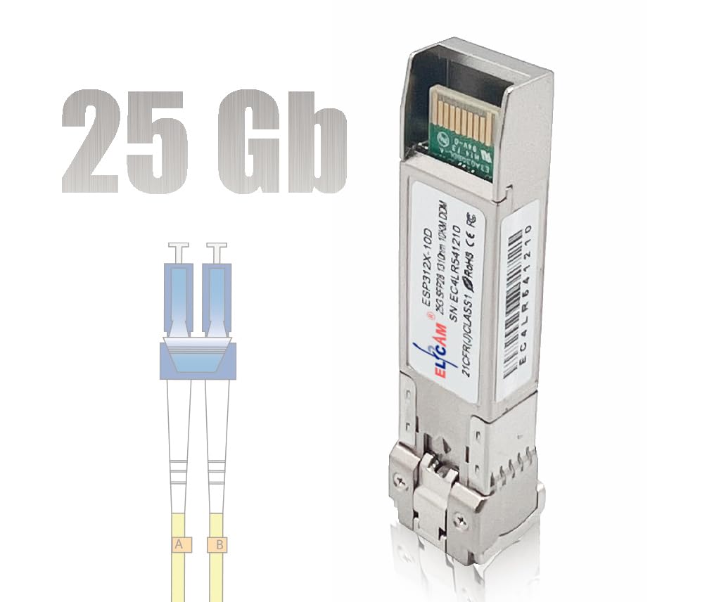 Elfcam® - 25G SFP28 LR Transceiver Module SFP28 25GBASE-LR 1310nm 10km DOM LC Duplex SMF,Lot de 1