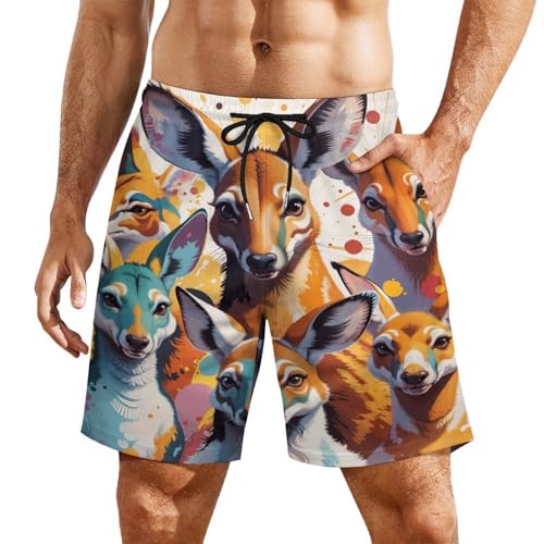 Men's Sharks Swim Trunks Hawaiian Bathing Mesh Lining Suit Swimsuits Beach Shorts with Pockets Lightweight