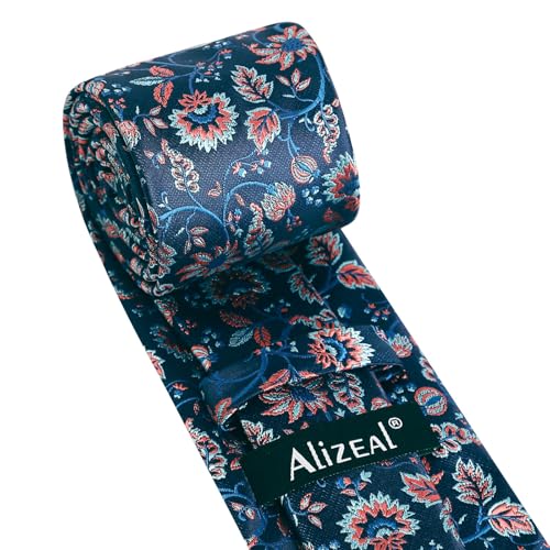 Image of Alizeal Mens 3.15inches Leaf Flower Pattern Tie Set