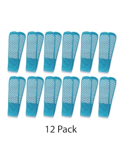 Happy Hippo Hospital Socks, Cotton Non Slip Socks (12-Pk) One Size Fits Most, Light Blue, Unisex3