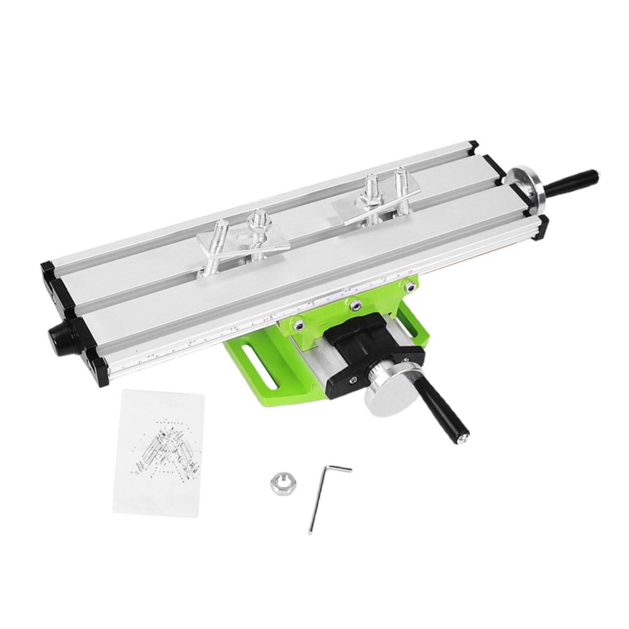 Tavolo Trasversale Multifunzione in Acciaio Legato Verde | Supporti Trapano e Fresatrici, Design Compatto e Portatile, Set 1 Pezzo Manuale e Accessori