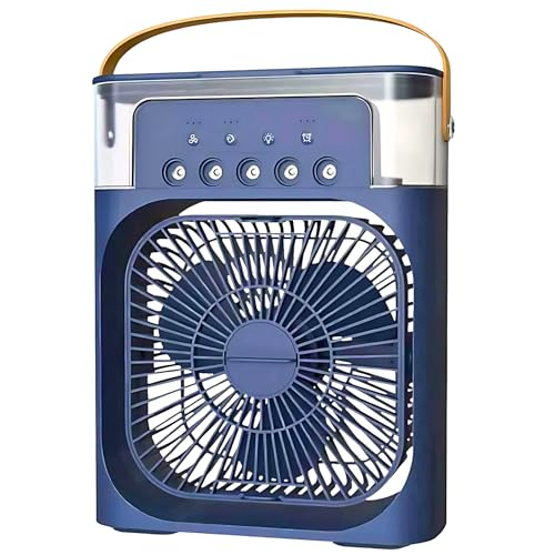Image of DRUMSTONE Portable USB Air Cooler Fan with Water Tank, Personal Desk Cooling Fan with 3 Fan Speeds, 5 Mist Modes, LED Night Light for Home, Office & Travel