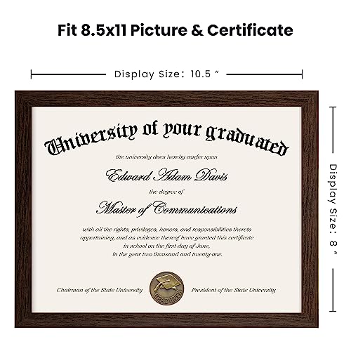 Image of upsimples Certificate Frame, 8.5 by 11 Glass Diploma Frames, 10 Pack, Brown