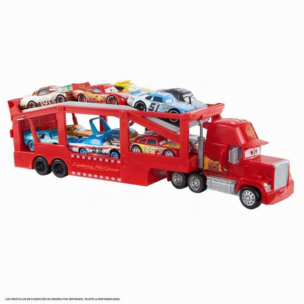 Cars Camión Mack transporte de coches Pista para coches de juguete plegable, regalo para niños y niñas +3 años (Mattel HDN03)