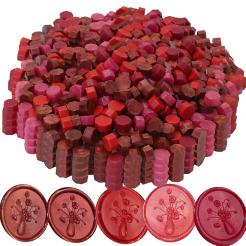 Atopbb 250Pcs Red Mix Sealing Wax Beads for WaxSeal Stamp, Green WaxSeal Beads Set with 5 Colors Perfect for Gift Sealing, Letter Wax Sealing (250, Red Mix)
