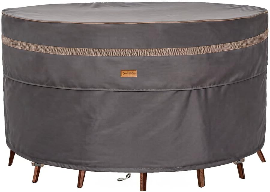Heavy Duty Waterproof Patio Furniture Covers UV Resistant Round Outdoor Table Chair Covers Large Round 84"Diax28"H Dark Grey