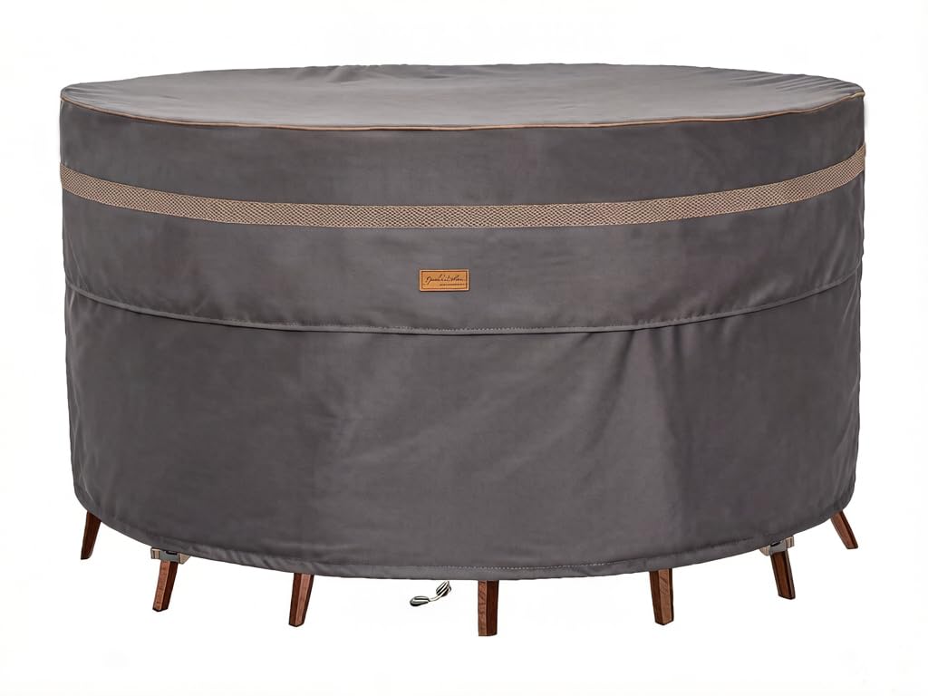 Garden Balsam Heavy Duty Waterproof Patio Furniture Covers UV Resistant Round Outdoor Table Chair Covers Large Round 108"Diax28"H Dark Grey