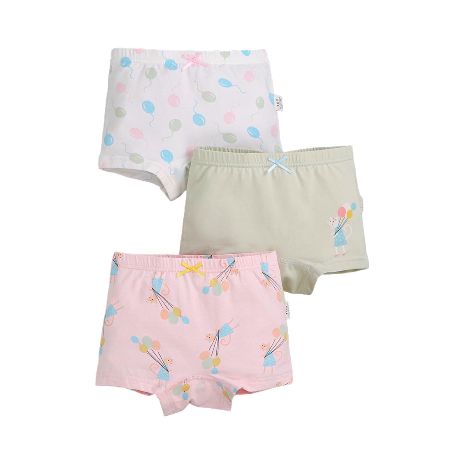 2-12 Girls Student Briefs Childrens 3PC Underpants Girl Kid Flat Angle Elastic Waist Comfortable Underwear