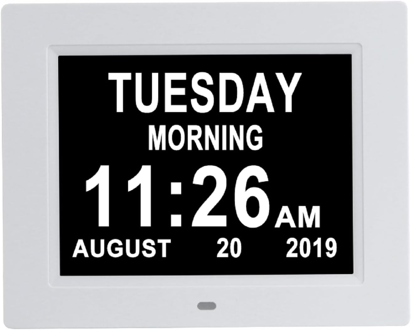 Aowasi Newest 8 Alarms Digital Clock, Extra Large Display Digital Day Calendar Clock with Non-Abbreviated Day & Month Alarm Clocks for Seniors Impaired Vision Dementia Elderly Alzheimer