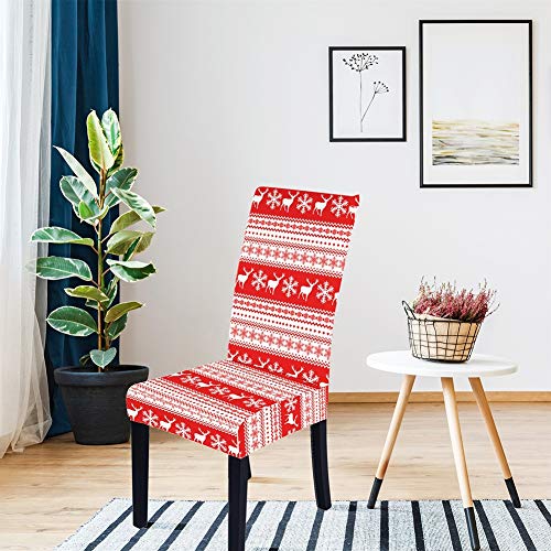 2/4/6 Stuks Kerst Eetkamerstoel Beschermer Zetelbeschermer Kussenovertrekken Stretch Verwijderbare Wasbare Gedrukte… - Afbeelding 4