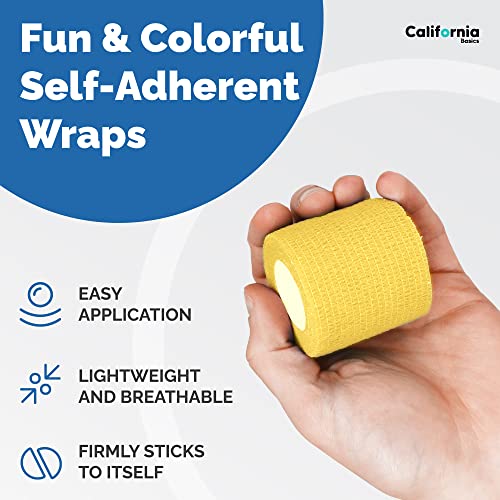 Image of California Basics Self-Adhesive Medical Tape (2 inch) - Pack of 12 - Cohesive Bandage Wrap Rolls - Waterproof Athletic Tape - Self Adhesive Medical Adhesive Bandage Wrap - Vet Stretch Wrap