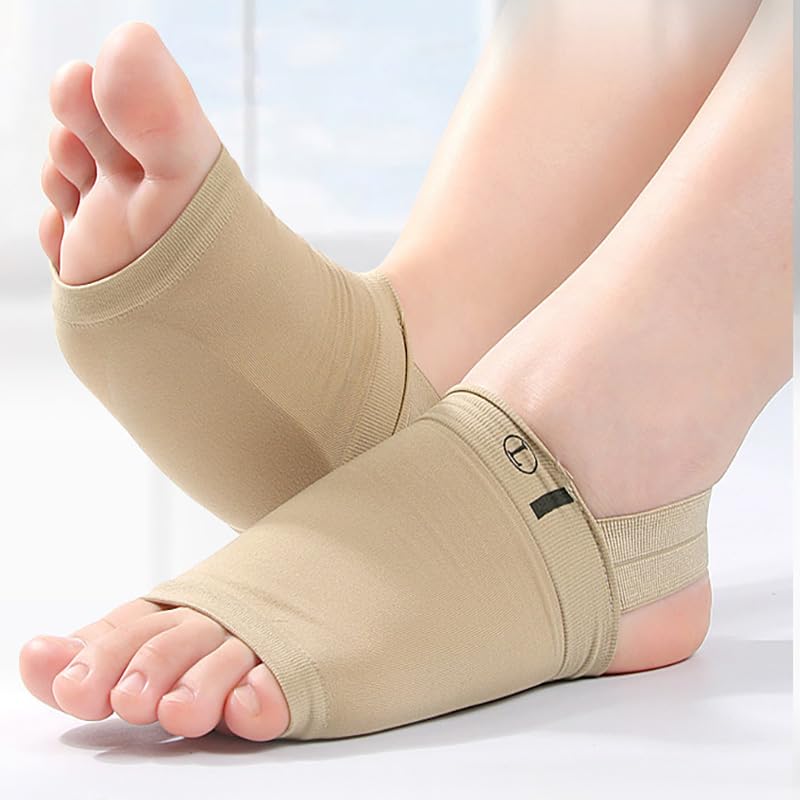Arch Support Sleeves with Plantar Relief, Pain Flat Feet, Heel Spurs,with Built-in Gel pad Comfortable Compression Foot Sleeves 1 pairs (Beige) - Image 2