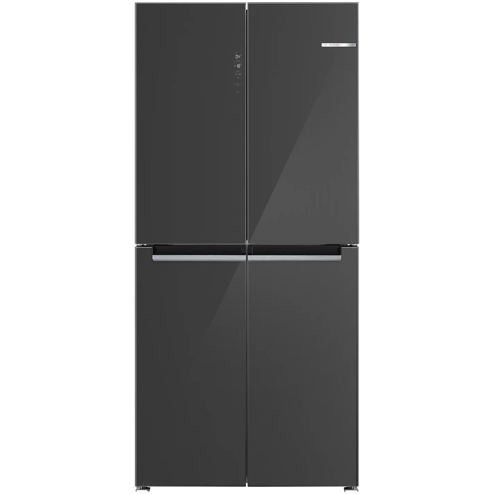 Bosch KMC85LEEA, Serie 4, French Door Kühlschrank, 189,5 x 85,5 cm, 324 L Kühlen + 223 L Gefrieren, NoFrost, Vita Fresh XXL Schublade für längere Frische, Ablagen aus Sicherheitsglas, Glasfront Grau
