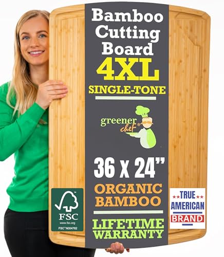 Image of 4XL Bamboo Butcher Block Cutting Board - Extra Large Cutting Boards for Kitchen 36 x 24 - Wood Countertop 24 x 36 Cutting Board - Single Tone
