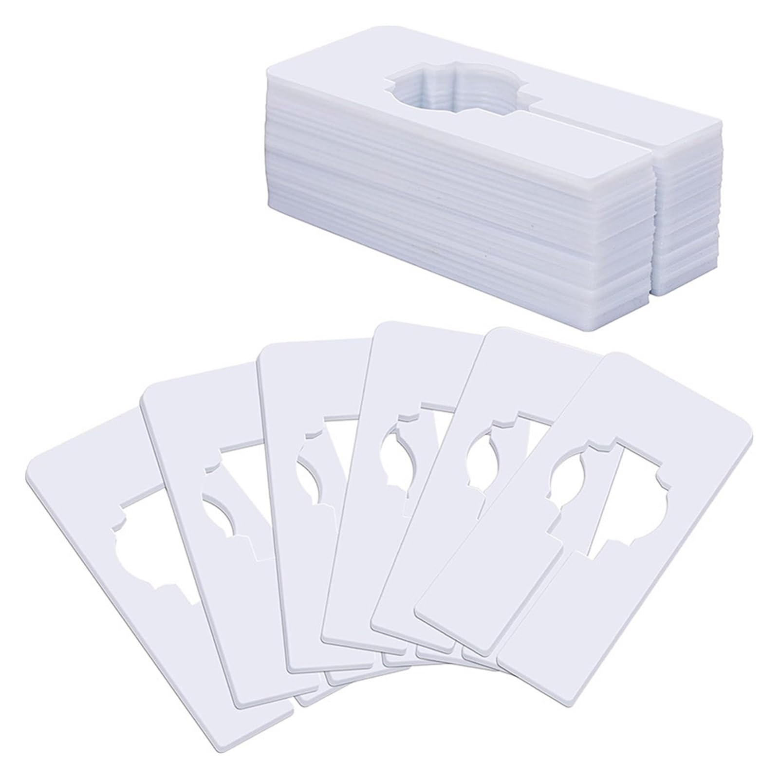 Zeahkri Hanger Dividers 60pcs Rectangular Closet Dividers Set Clothes Organizers Clothing Rack Size Blank Writable Hanger Divider for Sorting Clothes(White)