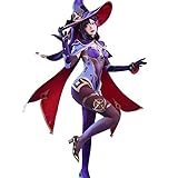 KIRA KIRA Game Genshin Impact Mona Cosplay Costume Doki-SSR Cute Halloween Outfits for Women (L)
