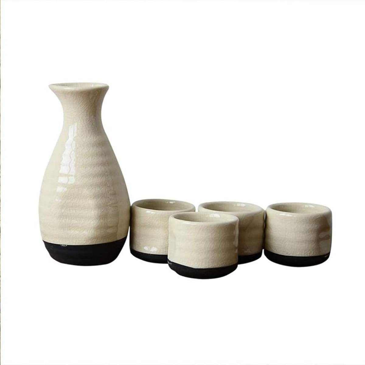 Juego de sake de 5 piezas SXRC con tazas de cerámica blanca para té, shochu y licores
