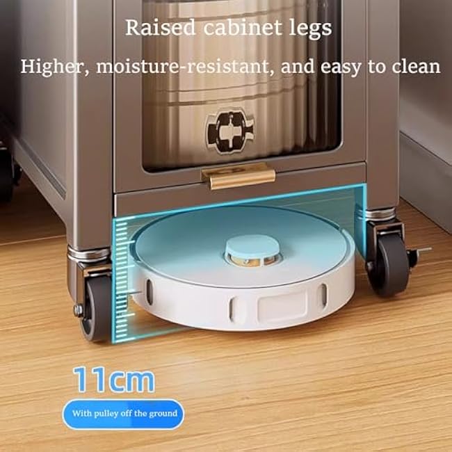 Kitchen Rolling Cart, Compact Space Kitchen Pantry, 5/6 Tier Slim Storage Trolley, Ultra-Narrow Gap Storage Rack, Rolling Spice Rack Next to Fridge Slim(Gray,W 13.8 x D 16.5 x H 61.8 in)-y34hCgal