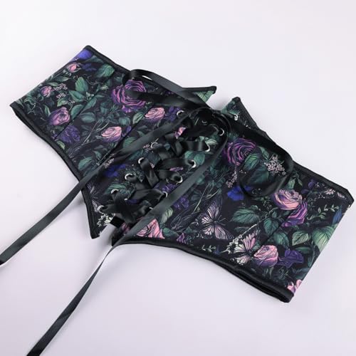 Image of Scarlet Darkness Corset Belt for Women Floral Lace Up Boned Underbust Corset Waist Belts