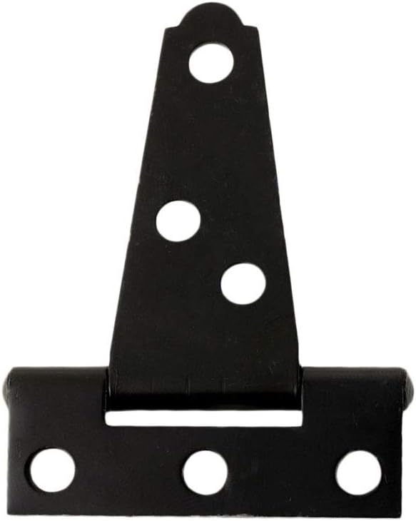 2PCS 2 T Shape Rustproof Iron Light Duty Shed Hinge Gate Strap Hinge Door Hinges (Black)