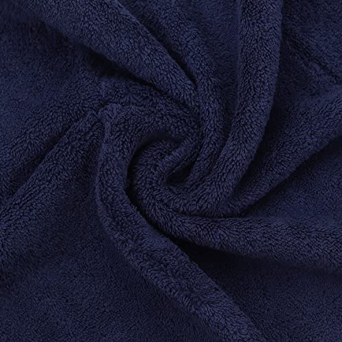 Image of BC BARE COTTON Luxury Hotel & Spa Towel Turkish Cotton Bath Towels - Navy Blue - Dobby Border - Set of 4