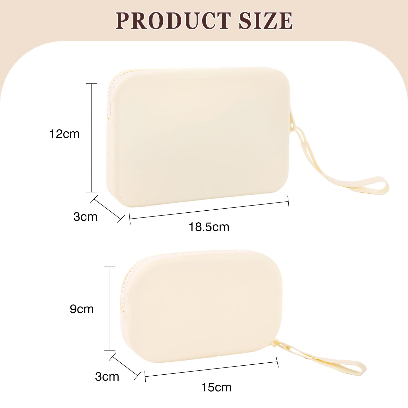 DAMILY Borsa Cosmetica in Silicone Impermeabile, Borsa Cosmetica Portatile Da Viaggio, Borsa Di Lavaggio Carina, Portafoglio Della Borsa Cosmetica Della Chiusura Lampo, Unisex (Beige)