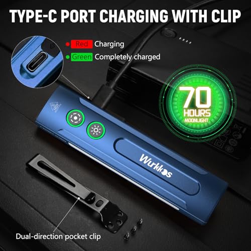 Image of Wurkkos HD01PRO Flat Flashlight with UV Light&White LED Combo,Led Flashlight 1200Lumens with RGB Light,Rechargeable EDC Flashlight,Pocket Light for Emergency,Pet Urine Detection(Blue)