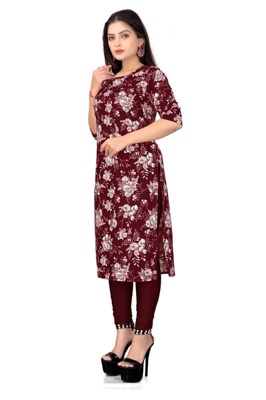Image of Women's Floral Printed Crepe Knee-Length Kurti Vinod Parent 1