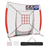 Sturdum Baseball Net, 7x7ft Baseball Softball Batting Net with Strike Zone for Practice Hitting Pitching Fielding, Quick Setup, Portable, with Carry Bag, 4 Ground Stakes