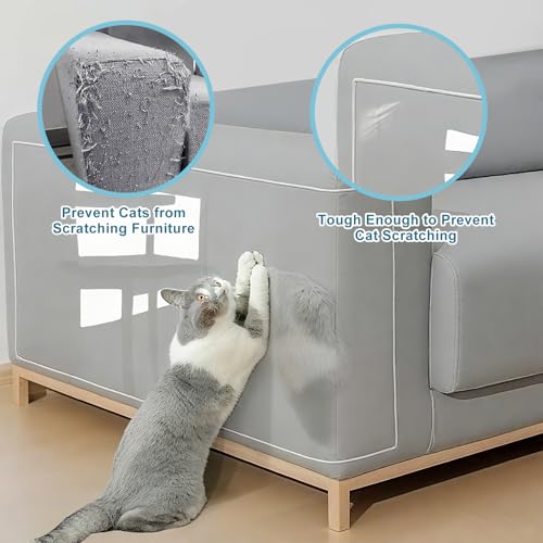 Holtrae Protezione Divano Graffi Gatto,42Cm X 5M,Pellicola Protettiva Antigraffio Trasparente Autoadesiva Per Gatti,Facile Da Applicare,Protezione Antigraffio Per Divani,Porte E Pareti - 3