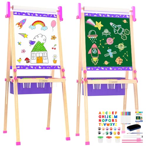 Wooden Art Easel for Kids,Double Sided Adjustable Magnetic Drawing Board - image 1
