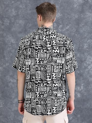 Image of StitchX Men's Half Sleeve Aztec Printed Cuban Collar Shirt