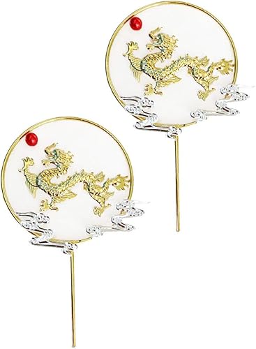 BESTOYARD 2 adornos para cupcakes de dinosaurio con purpurina para niños, palillos de dientes de cumpleaños, decoración de dragón para niños,